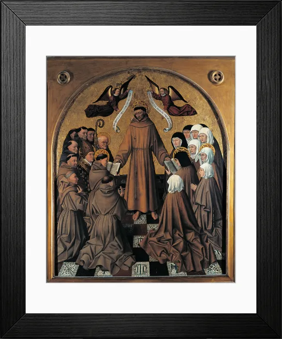 Framed Print : St Francis Submits the Rule to the Franciscan Orders, by Colantonio, 15th Century, 1445 -1450 about, oil on panel, - Italy, Campania, Naples Framed Print : St Francis Submits the Rule to the Franciscan Orders, by Colantonio, 15th Century, 1445 -1450 about, oil on panel, - Italy, Campania, Naples