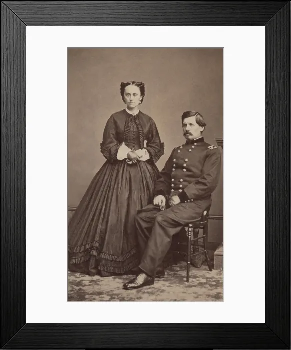 Framed Print : Major General George McClellan seated next to his wife, Mary Ellen Marcy McClellan, c. 1861-62