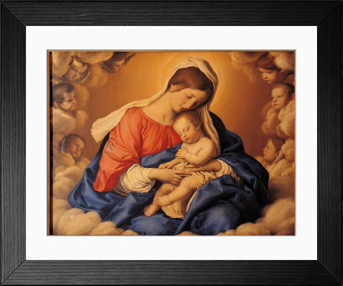 Framed Print : The Sleep of the Infant Jesus, by Giovanni Battista Salvi know as Sassoferrato, 17th Century, oil on canvas, cm 75 x 100 - Italy, Lombardy, Milan, Brera art gallery. All