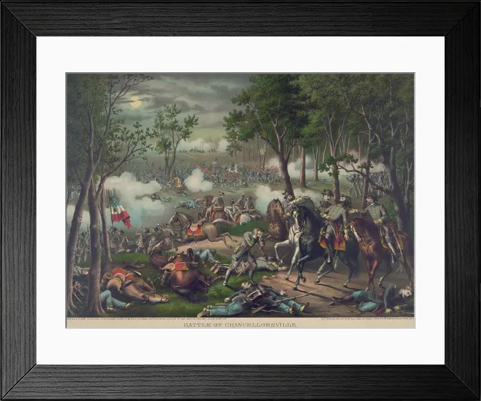 Framed Print : US Civil War, Battle of Chancellorsville, Virginia, April 2, 1863. Print shows two non-contemporaneous scenes from the Battle of Chancellorsville, May 2-3, 1863
