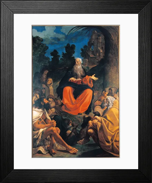 Framed Print : St Anthony Abbot Preaching to the Hermits, by Ludovico Carracci, 1615 about, 17th Century, oil on canvas, cm 320 x 210 - Italy, Lombardy, Milan, Brera art gallery