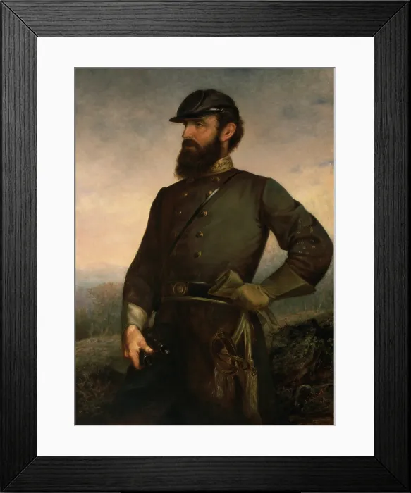 Framed Print : CONFEDERATE GENERAL THOMAS STONEWALL JACKSON, by John Adams Elder. The posthumous portrait is based on Mathew Bradys photograph of 1860-1861 (BSLOC_2018_8_132)