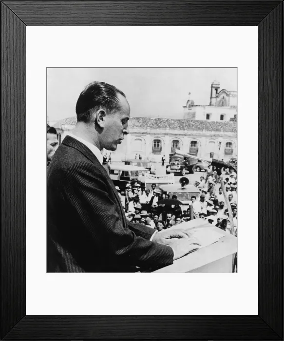 Framed Print : Guatemalan President Jacobo Arbenz Guzman in 1954. His 1952 land reform program threatened wealthy families and the United Fruit Company