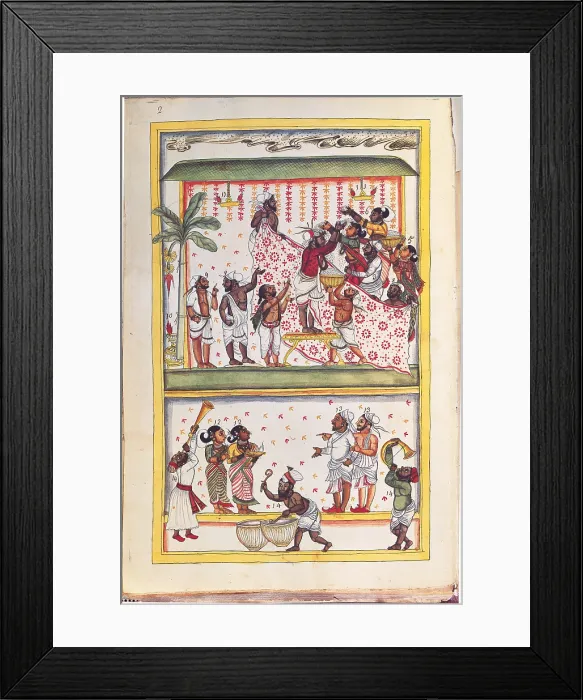 Framed Print : Drawings of Indian subjects ordered by Nic. Mannucci, by Unknown Artist, 18th Century, - Italy, Veneto, Venice, Marciana Library. All. Wedding marriage scenes among the Gentiles