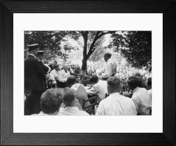 Framed Print : William Jennings Bryan (seated) interrogated by Clarence Darrow (standing right) Framed Print : William Jennings Bryan (seated) interrogated by Clarence Darrow (standing right)