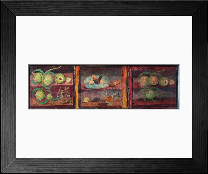 Framed Print : Pictures with Still Lifes, by unknown artist, 45-79, 1st Century A.D. ripped fresco, 40 x 119 cm - Italy, Campania, Naples, National Archaeological Museum, Room LXXIV, inv. 8645 Framed Print : Pictures with Still Lifes, by unknown artist, 45-79, 1st Century A.D. ripped fresco, 40 x 119 cm - Italy, Campania, Naples, National Archaeological Museum, Room LXXIV, inv. 8645