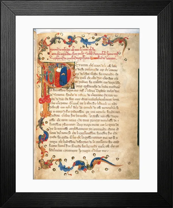 Framed Print : Chronica of Raffaino Caresini, by Unknown Artist, 1383 - 1388 about, 14th Century, - Italy, Veneto, Venice, Marciana Library. All