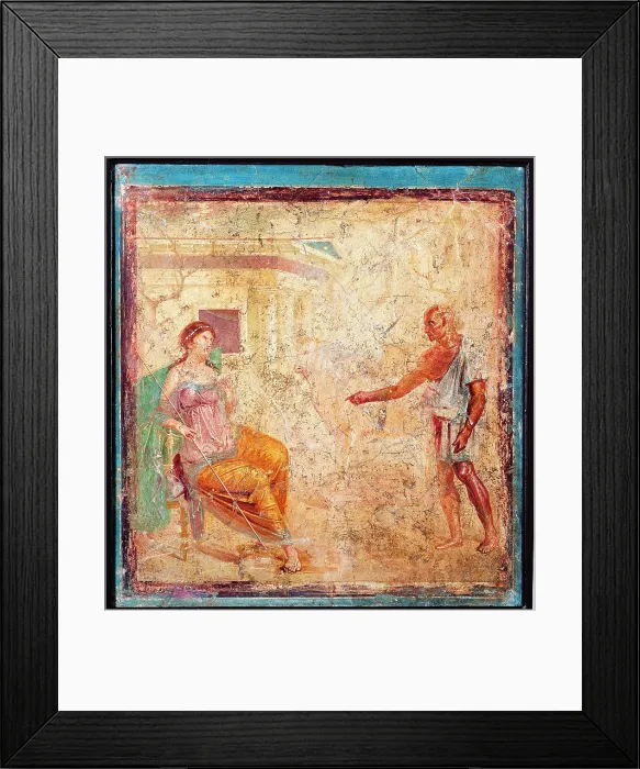 Framed Print : Dedalus and Pasiphae, by unknown artist, 45-79, 1st Century A.D. ripped fresco, 72 x 73 cm - Italy, Campania, Naples, National Archaeological Museum, Room LXXIII, inv. 8979 Framed Print : Dedalus and Pasiphae, by unknown artist, 45-79, 1st Century A.D. ripped fresco, 72 x 73 cm - Italy, Campania, Naples, National Archaeological Museum, Room LXXIII, inv. 8979