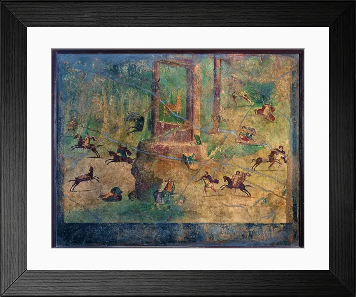 Framed Print : Niobids, by unknown artist, 20-37, 1st Century B.C. - 1st Century A.D. ripped fresco, 129 x 162 cm - Italy, Campania, Naples, National Archaeological Museum, Room LXXI, inv