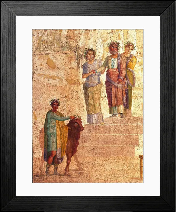 Framed Print : Jason and Pelias, by unknown artist, 20-25, 1st Century A.D. ripped fresco, 190 x 142 cm - Italy, Campania, Naples, National Archaeological Museum, Room LXX, inv. 111436. Detail
