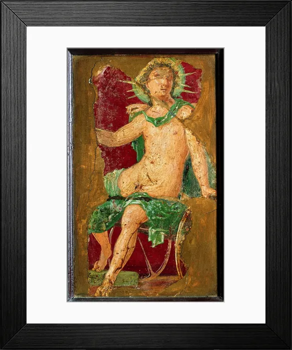 Framed Print : Helios, by unknown artist, 10-37, 1st Century A.D. ripped fresco, 39 x 23 cm - Italy, Campania, Naples, National Archaeological Museum, Room LXXVII, inv. 8839