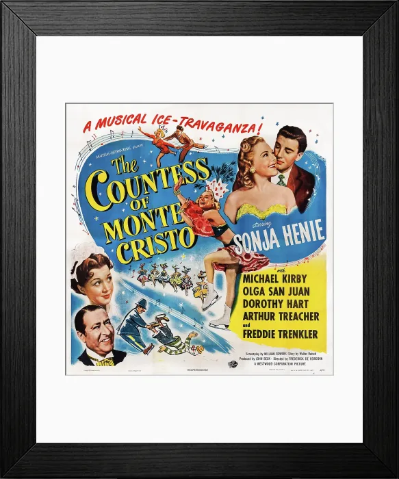 Framed Print : THE COUNTESS OF MONTE CRISTO, US poster art: top right: Sonja Henie, Michael Kirby; bottom left: Olga San Juan, Arthur Treacher, 1948