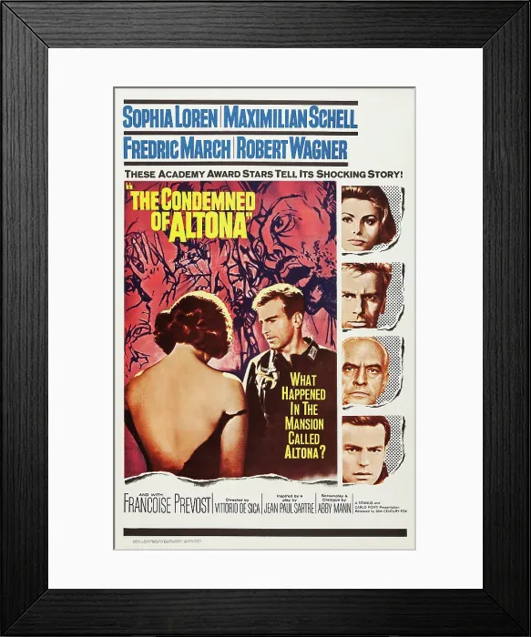 Framed Print : THE CONDEMNED OF ALTONA, (aka I SEQUESTRATI DI ALTONA), US poster art, left inset: Sophia Loren, Maximillian Schell; insets from top right: Sophia Loren, Maximilian Schell Framed Print : THE CONDEMNED OF ALTONA, (aka I SEQUESTRATI DI ALTONA), US poster art, left inset: Sophia Loren, Maximillian Schell; insets from top right: Sophia Loren, Maximilian Schell