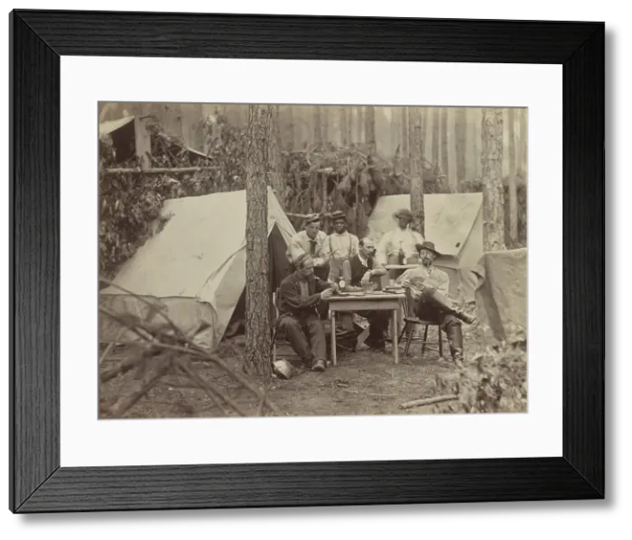 Framed Print : US Civil War, August 1864. Officers of 114th Pennsylvania Infantry play cards at the battlefront of Petersburg, Virginia, August, 1864