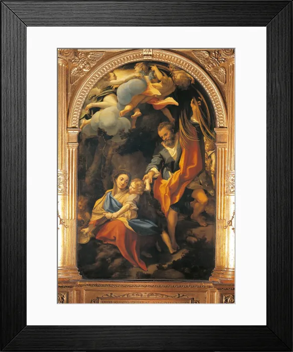 Framed Print : Madonna della Scodella (Rest During the Flight to Egypt), by Antonio Allegri known as Correggio, 1530, 16th Century, oil on panel, cm 218 x 137 - Italy, Emilia Romagna, Parma Framed Print : Madonna della Scodella (Rest During the Flight to Egypt), by Antonio Allegri known as Correggio, 1530, 16th Century, oil on panel, cm 218 x 137 - Italy, Emilia Romagna, Parma