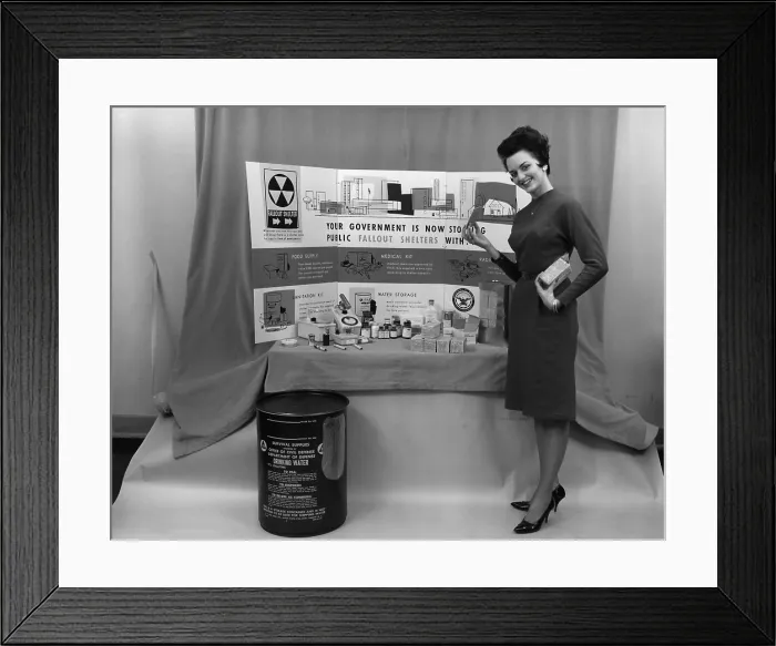Framed Print : US Government promoted building and stocking family fallout shelters. President Kennedy recommended all Americans have access to a fallout shelters in an October 1961 speech Framed Print : US Government promoted building and stocking family fallout shelters. President Kennedy recommended all Americans have access to a fallout shelters in an October 1961 speech