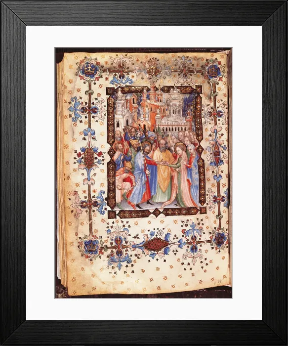 Framed Print : The Marriage of the Virgin Mary, by Giovannino de Grassi, 1388 - 1398, 14th Century, mm 247 x 175 - Italy, Tuscany, Florence, Central National Library Framed Print : The Marriage of the Virgin Mary, by Giovannino de Grassi, 1388 - 1398, 14th Century, mm 247 x 175 - Italy, Tuscany, Florence, Central National Library