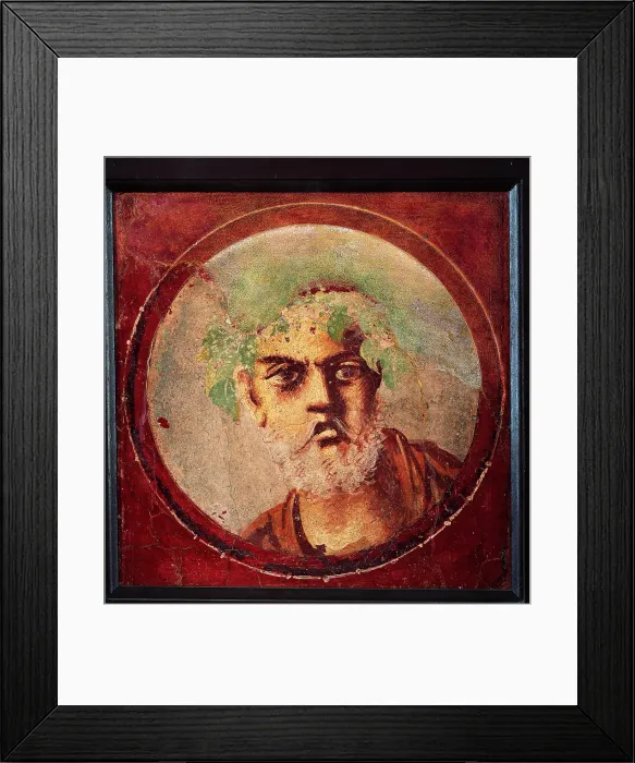 Framed Print : Portrait of an Old Man, by unknown artist, 55-79, 1st Century A.D. ripped fresco, 37 x 36 cm - Italy, Campania, Naples, National Archaeological Museum, Room LXXVIII, inv. 9073 Framed Print : Portrait of an Old Man, by unknown artist, 55-79, 1st Century A.D. ripped fresco, 37 x 36 cm - Italy, Campania, Naples, National Archaeological Museum, Room LXXVIII, inv. 9073