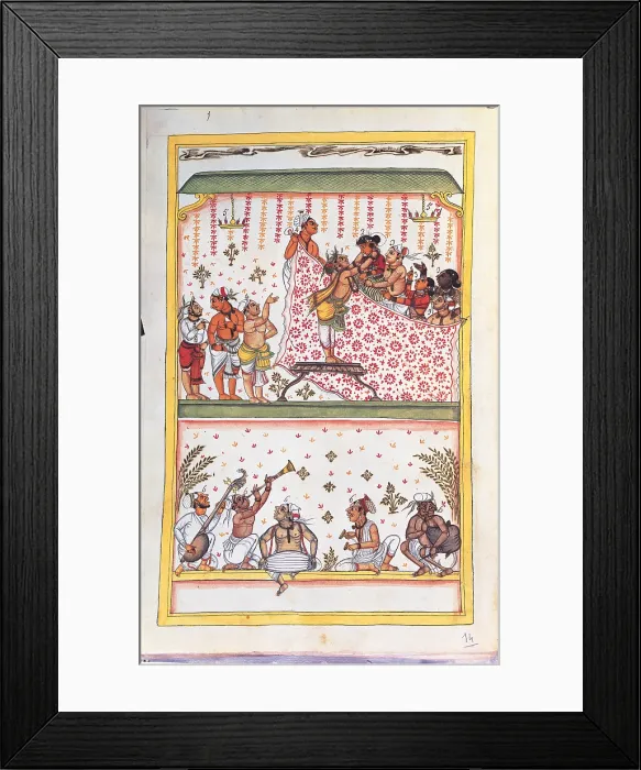 Framed Print : Drawings of Indian subjects ordered by Nic. Mannucci, by Unknown Artist, 18th Century, - Italy, Veneto, Venice, Marciana Library. All. Wedding marriage scenes among the Gentiles