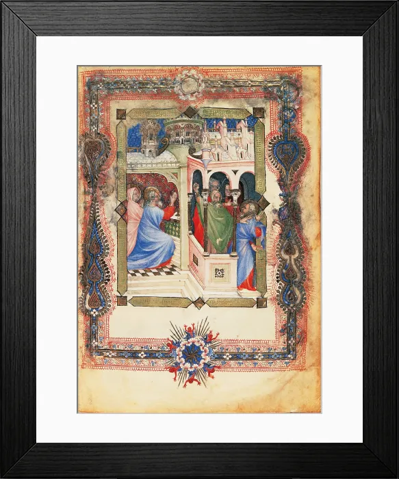 Framed Print : From the Offiziolo of Gian Galeazzo Visconti Rejection of Joachims Sacrifice, by Giovannino de Grassi, 14th Century, - Italy, Tuscany, Florence, Central National Library