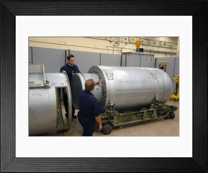 Framed Print : The B53 was a high-yield bunker buster thermonuclear weapon developed by the United States during the 1960s Cold War. Over 300 were produced, each with a with 9 megatons yield