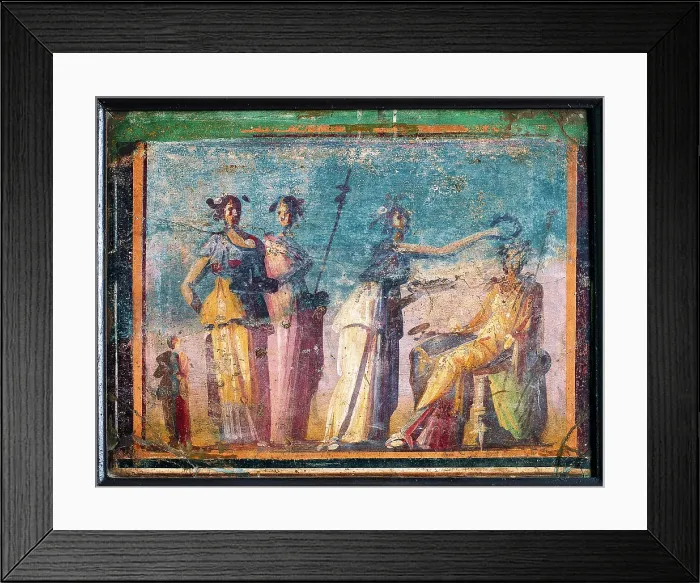Framed Print : Nymphae (or Bacchus Rite), by unknown artist, second half 1st Century B.C. ripped fresco, 37 x 50 cm - Italy, Campania, Naples, National Archaeological Museum, Room LXIX