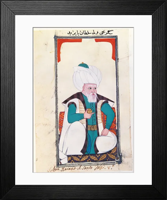 Framed Print : Drawings of Indian subjects ordered by Nic. Mannucci, by Unknown Artist, 18th Century, - Italy, Veneto, Venice, Marciana Library. All. Sultan Baiasit, the Saint