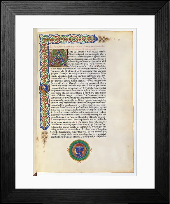 Framed Print : Works of Apuleius the Sweynheym and Pannartz Edition, by Unknown Artist, 1469, 15th Century, - Italy, Veneto, Venice, Marciana Library. All