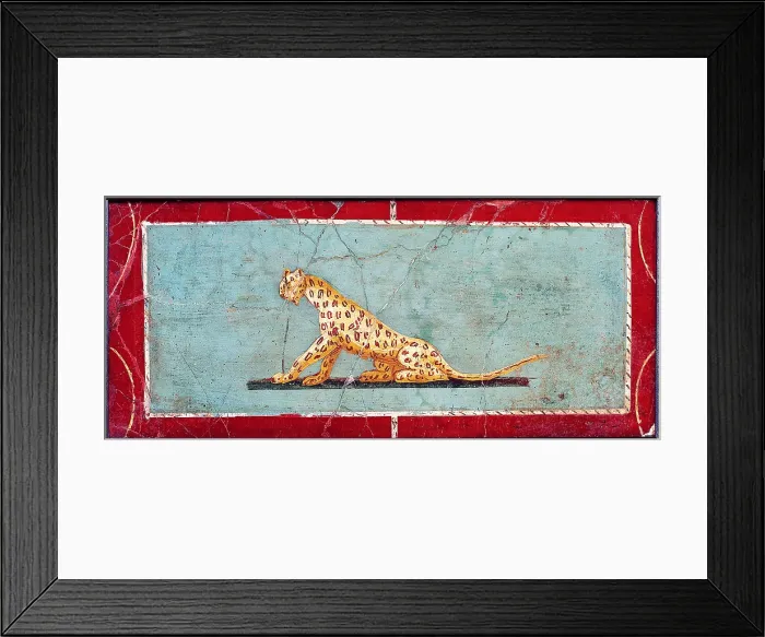 Framed Print : Panther, by unknown artist, 1-37, 1st Century A.D. ripped fresco, 21 x 47 cm - Italy, Campania, Naples, National Archaeological Museum, Room LXVIII, inv. 8649 Framed Print : Panther, by unknown artist, 1-37, 1st Century A.D. ripped fresco, 21 x 47 cm - Italy, Campania, Naples, National Archaeological Museum, Room LXVIII, inv. 8649