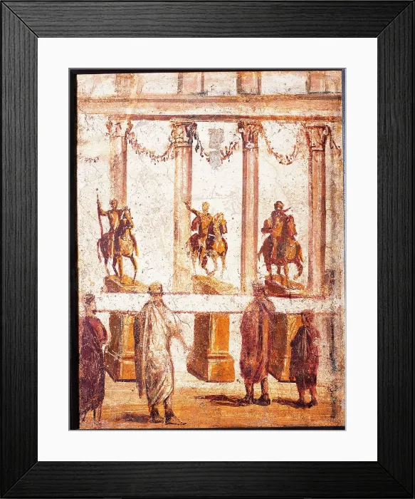 Framed Print : Reading of an Edict, by unknown artist, 62-79, 1st Century A.D. ripped fresco, 64 x 48 cm - Italy, Campania, Naples, National Archaeological Museum, Room LXXVIII, inv. 9068