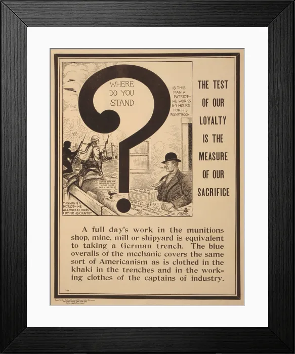 Framed Print : American 1917 WW1 poster attacking unpatriotic agitators