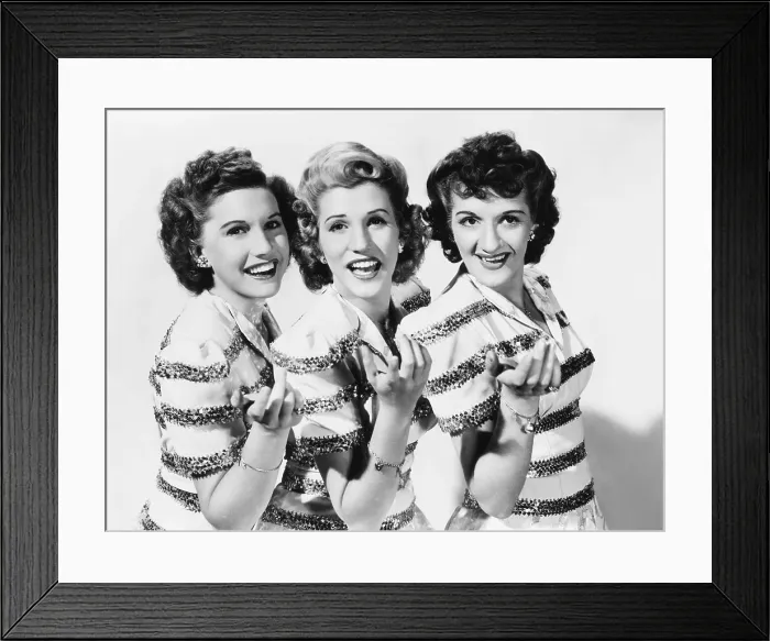 Framed Print : GIVE OUT, SISTERS, from left, Maxene Andrews, Patty Andrews, Laverne Andrews, 1942