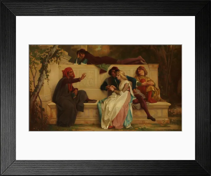 Framed Print : FLORENTINE POET, by Alexandre Cabanel, 1861, French painting, oil on wood. The artist made at least 4 replicas of this popular historical scene