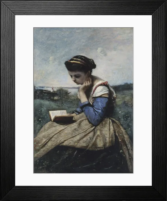 Framed Print : A WOMAN READING, by Camille Corot, 1869-70, French painting, oil on canvas Framed Print : A WOMAN READING, by Camille Corot, 1869-70, French painting, oil on canvas