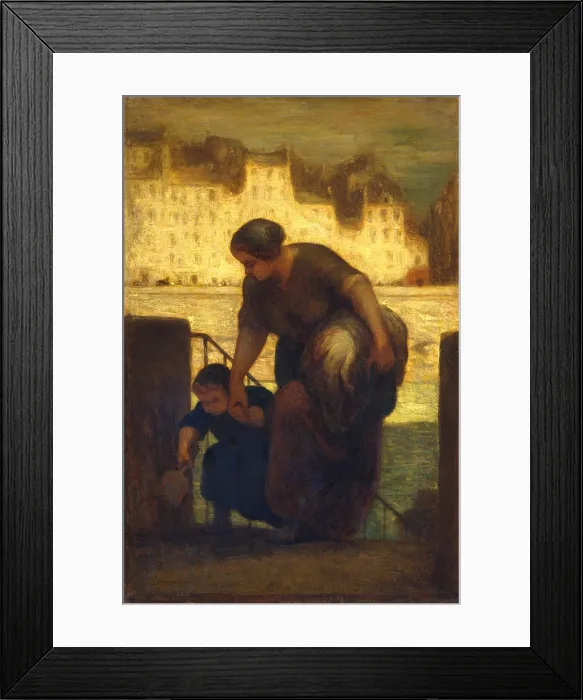 Framed Print : THE LAUNDRESS, by Honore Daumier, 1863, French painting, oil on wood. The setting of this painting was visible from Daumiers studio on the quai dAnjou in Paris Framed Print : THE LAUNDRESS, by Honore Daumier, 1863, French painting, oil on wood. The setting of this painting was visible from Daumiers studio on the quai dAnjou in Paris