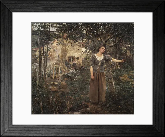 Framed Print : JOAN OF ARC, by Jules Bastien-Lepage, 1879, French painting, oil on canvas. The artist depicts a super-natural event with extreme naturalism
