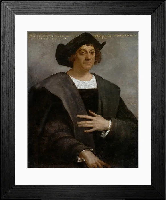 Framed Print : CHRISTOPHER COLUMBUS, by Sebastiano del Piombo, 1519, Italian painting, oil on canvas