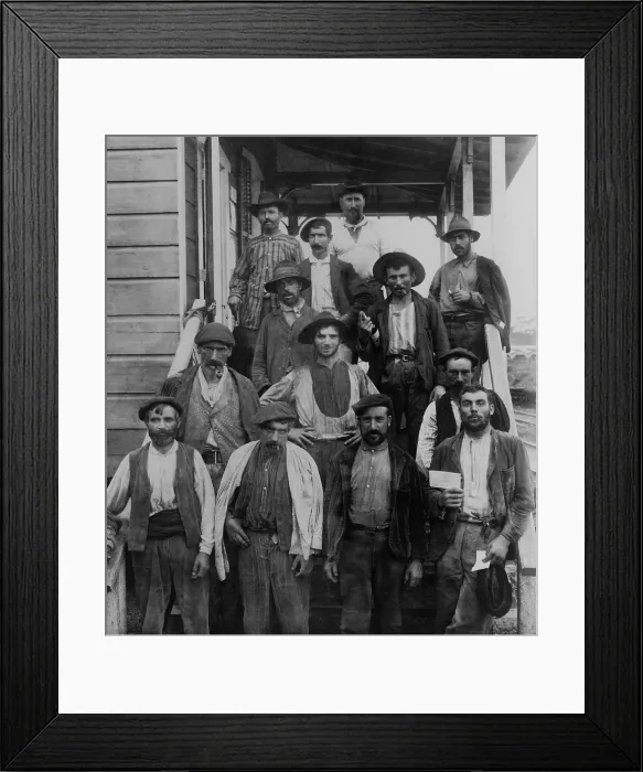 Framed Print : Panama Canal workers construction called Gallegos, men of Galician or Spanish ancestry. They pose with different expressions, gestures, and postures Framed Print : Panama Canal workers construction called Gallegos, men of Galician or Spanish ancestry. They pose with different expressions, gestures, and postures