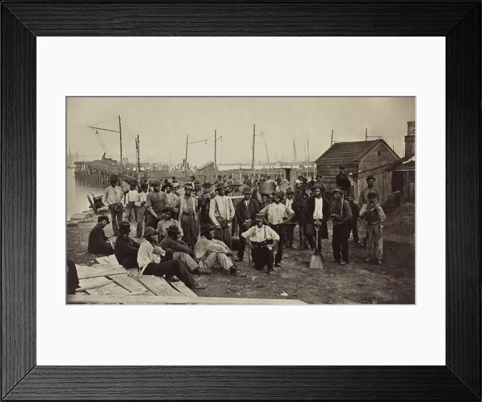 Framed Print : African American contrabands at the Quartermasters Wharf, Alexandria, Virginia, 1863-65 Framed Print : African American contrabands at the Quartermasters Wharf, Alexandria, Virginia, 1863-65