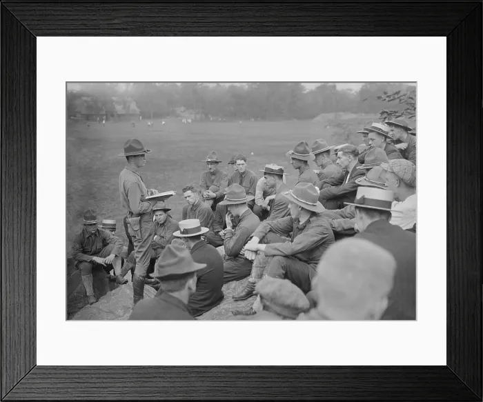 Framed Print : American officer reading Laws of War to 12th Regiment soldiers during World War 1 Framed Print : American officer reading Laws of War to 12th Regiment soldiers during World War 1