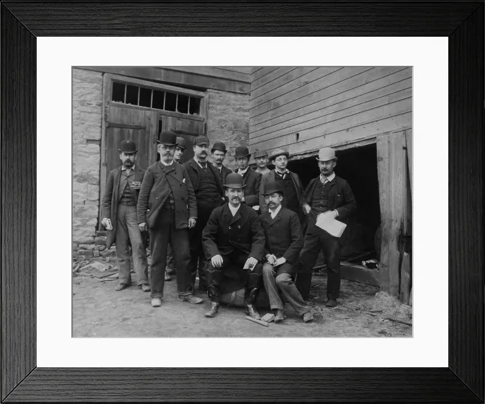 Framed Print : Newspapermen in Johnstown, Pennsylvania, reporting on the Flood of May 31, 1889. Among them are Ervin Wardman, W.J. Kenney, Richard A. Farrelly, and Charles E