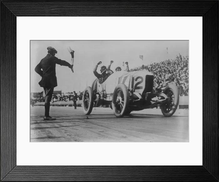 Framed Print : Italian-American driver, Ralph De Palma, winning the Vanderbilt Cup race, Santa Monica, CA, Feb. 26, 1914