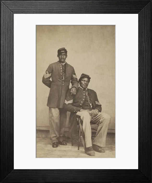 Framed Print : Two African American soldiers in Civil War Union sergeants uniforms, 1863-65 (BSLOC_2018_5_125)