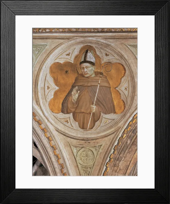 Framed Print : Tondo with St Louis dAnjou, by Altichiero da Zevio, 1372 - 1379 about, 14th Century, fresco, - Italy, Veneto, Padua, SantAntonio di Padova Basilica, San Giacomo Chapel. All