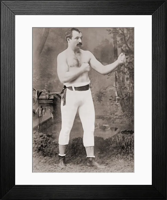 Framed Print : Jake Kilrain, the bare-knuckle prize-fighter in boxing stance, 1898. This photo was taken at the end of his boxing career (BSLOC_2018_4_138) Framed Print : Jake Kilrain, the bare-knuckle prize-fighter in boxing stance, 1898. This photo was taken at the end of his boxing career (BSLOC_2018_4_138)