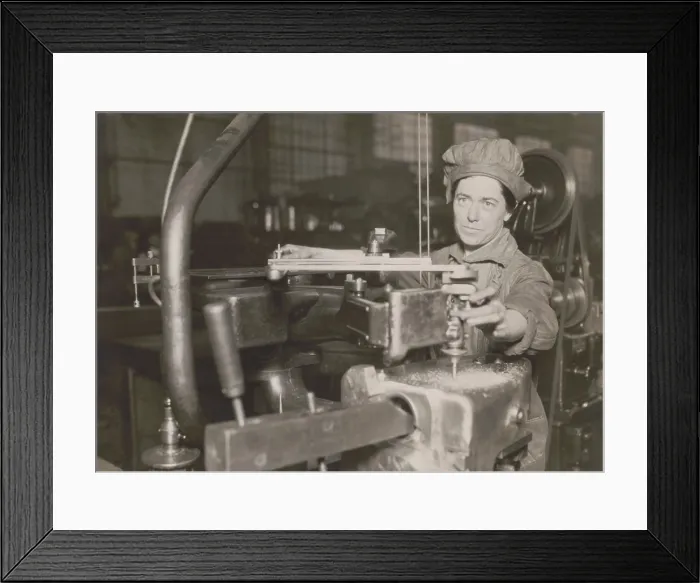 Framed Print : Woman operating a profiling extractor machine at the Eddystone Ammunitions Plant, Pennsylvania. 1914-1918, World War I. (BSLOC_2016_13_121.jpg ) Framed Print : Woman operating a profiling extractor machine at the Eddystone Ammunitions Plant, Pennsylvania. 1914-1918, World War I. (BSLOC_2016_13_121.jpg )