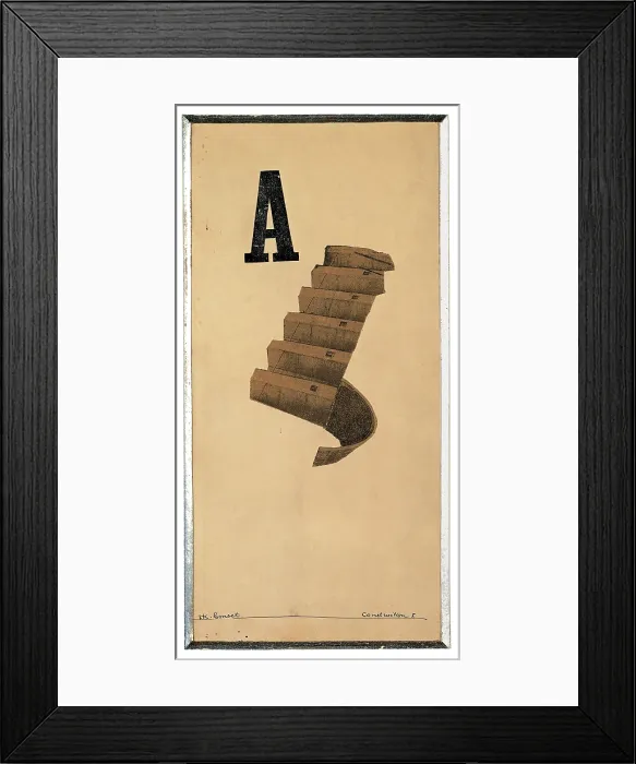 Framed Print : Construction I, by Theo Van Doesburg, 1918 - 1920 about, 20th Century, - Italy, Lombardy, Milan, private collection. All. Letter A steps stairs black brown sepia