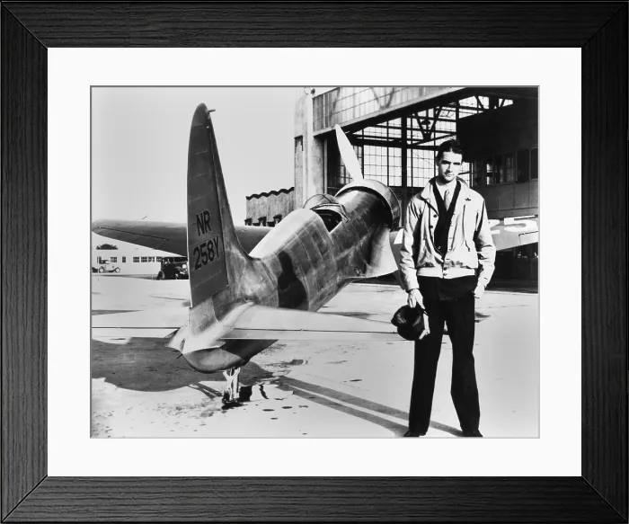 Framed Print : Howard Hughes with the H-1, a featherweight midget aircraft built by Hughes Aircraft in 1935