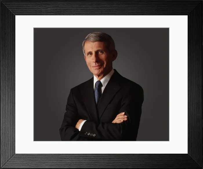 Framed Print : Dr. Anthony Fauci, Director of National Institute of Allergy and Infectious Diseases, ca. 2000. President George W