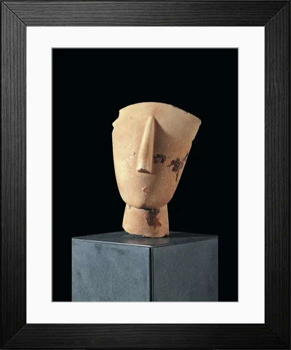 Framed Print : Cycladic idol, by Unknown Artist, 40th Century b.C. -, - Italy, Lombardy, Milan, private collection. All. Monolithic stone idol geometric stylization face nose Framed Print : Cycladic idol, by Unknown Artist, 40th Century b.C. -, - Italy, Lombardy, Milan, private collection. All. Monolithic stone idol geometric stylization face nose